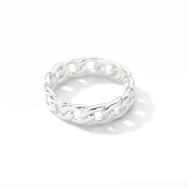 Cuban Link ring - White Gold