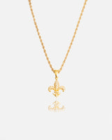 Iced Fleur-de-lis Pendant - Gold