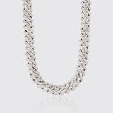 20mm Miami Prong Chain - White Gold