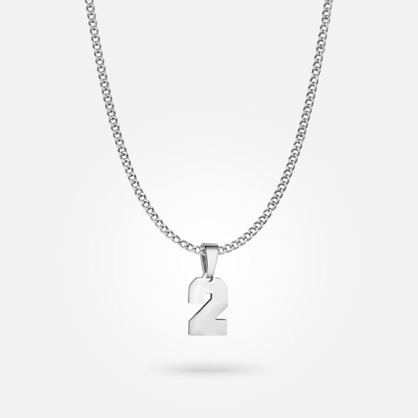 Jersey Number Pendant - White Gold