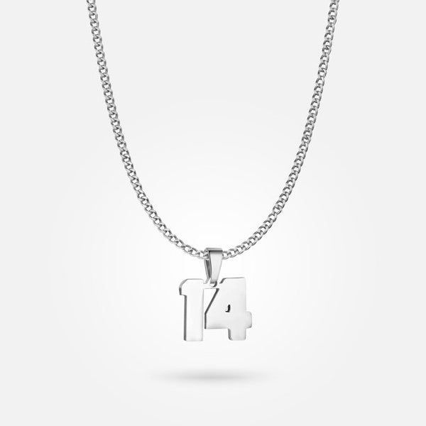 Jersey Number Pendant - White Gold