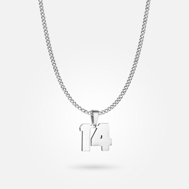 Jersey Number Pendant - White Gold