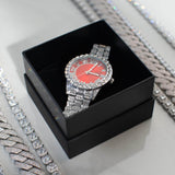 Ruby Numeral Dial Diamond Simulant Watch -White gold