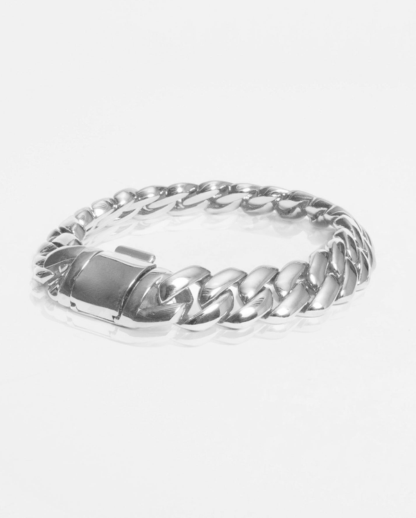 14mm Miami Prong Link Bracelet - White Gold