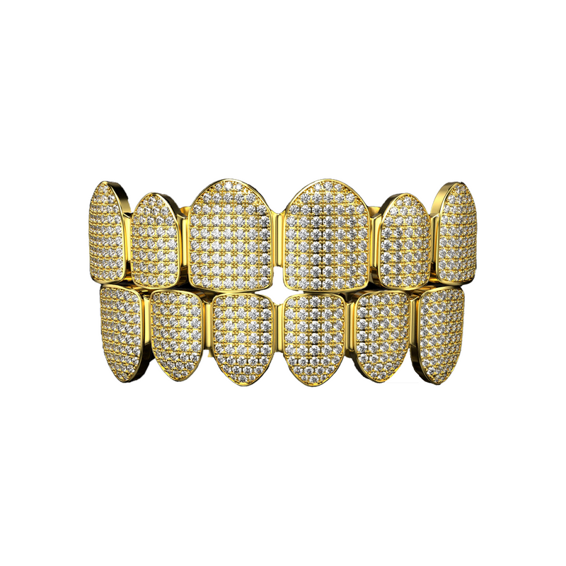 Six Teeth Iced Out Grillz - Gold