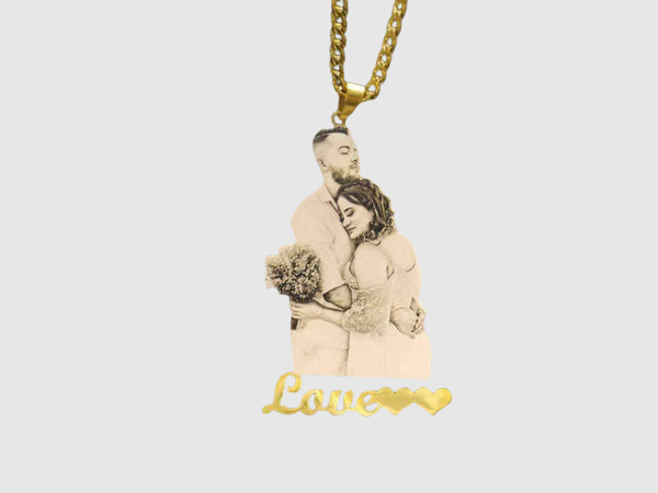 Custom Photo Engraved Pendant - Gold