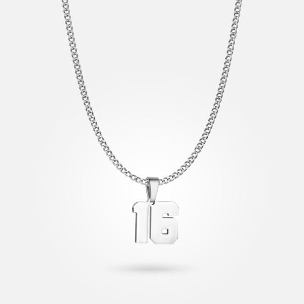 Jersey Number Pendant - White Gold