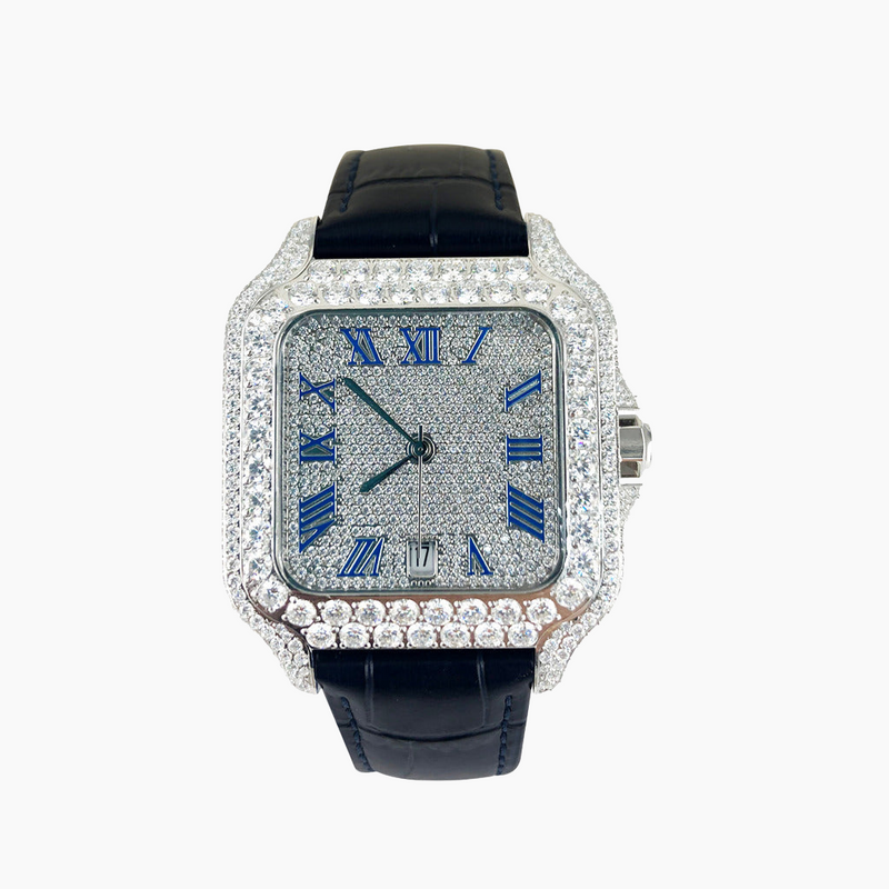 Moissanite Blue Leather Band VS GRA Certified Watch