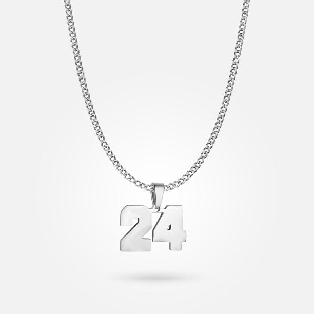 Jersey Number Pendant - White Gold