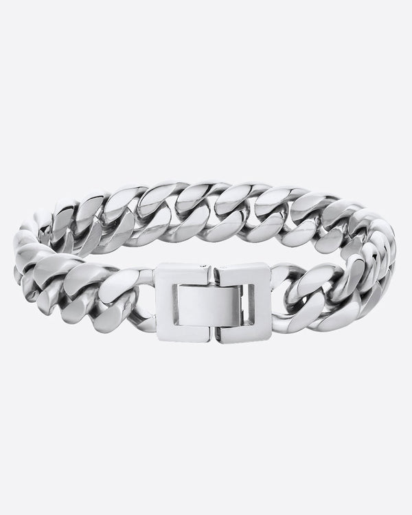 Cuban Boxed 12MM Bracelet - White Gold