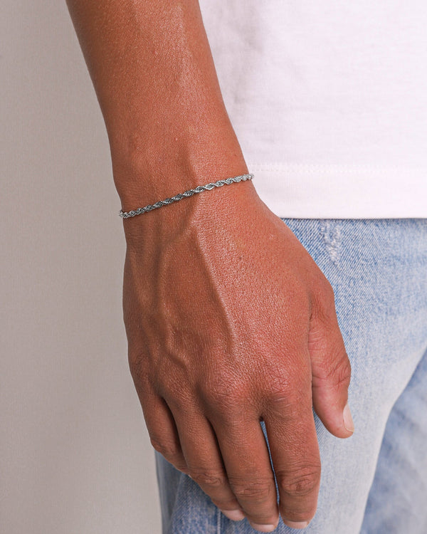 3MM Rope Bracelet - White Gold