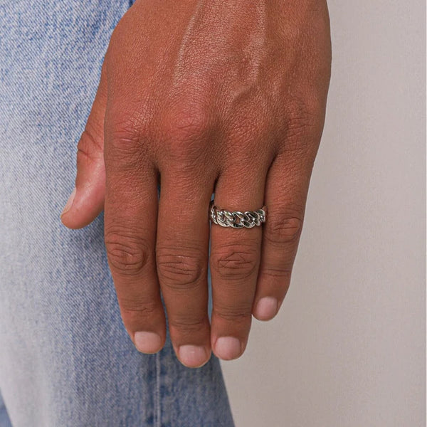 Cuban Link ring - White Gold