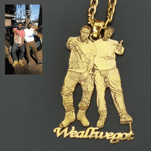 Custom Photo Engraved Pendant - Gold