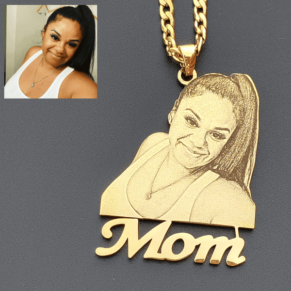 Custom Photo Engraved Pendant - Gold