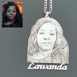 Custom Photo Engraved Pendant - White Gold