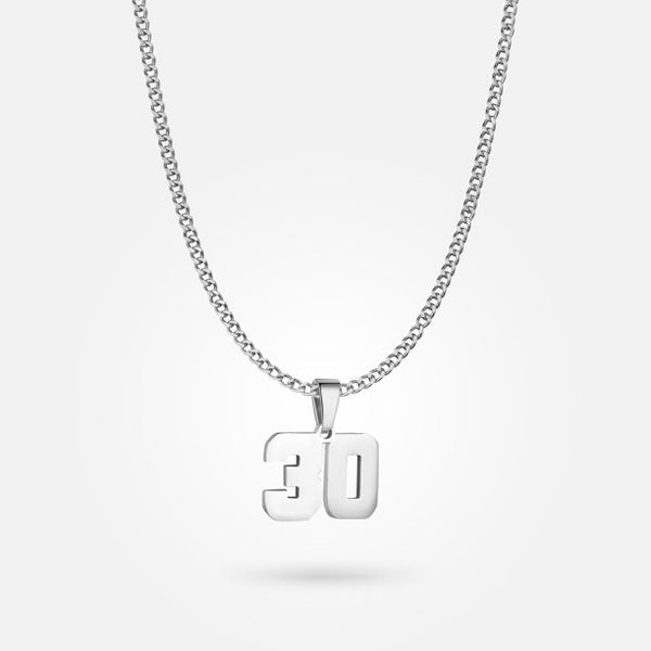 Jersey Number Pendant - White Gold