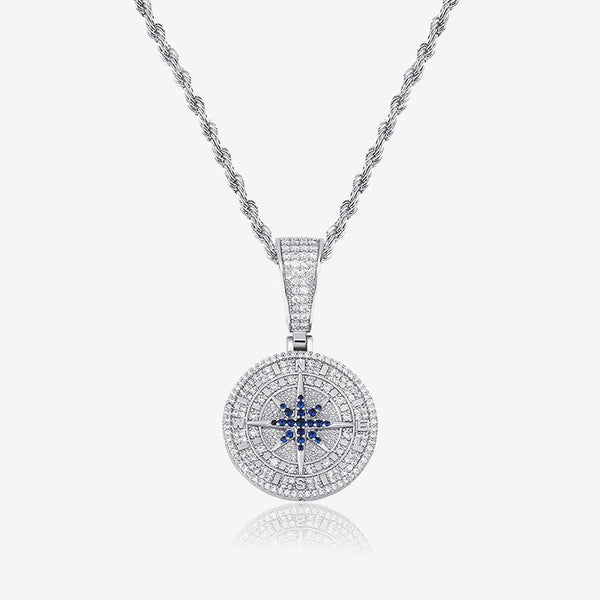 DIAMOND COMPASS PENDANT - White Gold