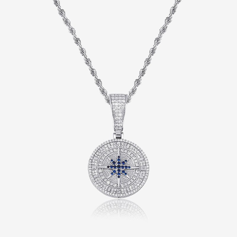 DIAMOND COMPASS PENDANT - White Gold