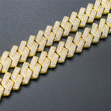 DIAMOND PRONG CUBAN CHAIN 14MM - Gold