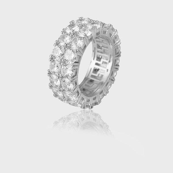 DOUBLE ROW VVS CZ DIAMOND RING - White Gold