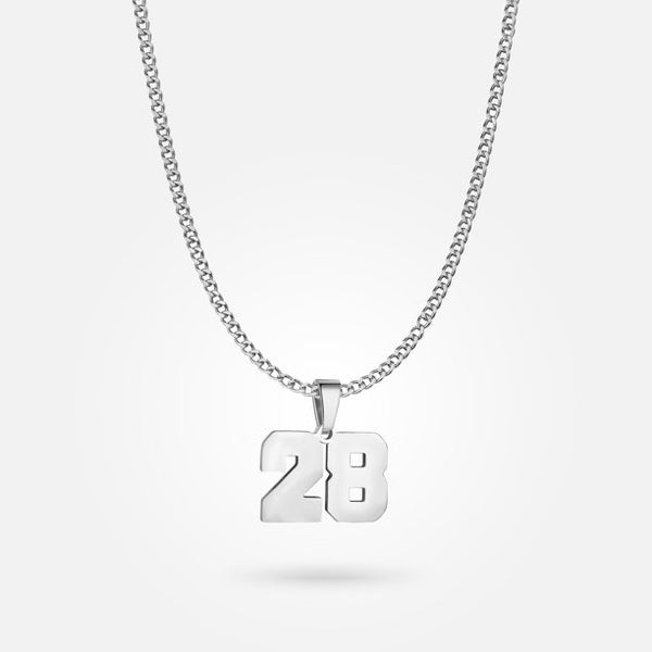 Jersey Number Pendant - White Gold