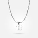 Jersey Number Pendant - White Gold