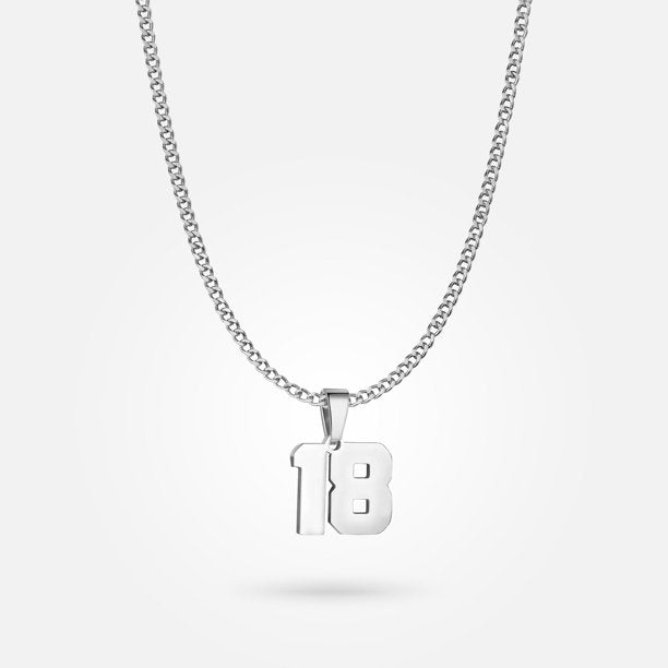 Jersey Number Pendant - White Gold