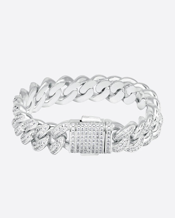 12MM ICED CUBAN LINK BRACELET - White Gold