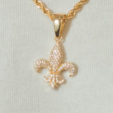 Iced Fleur-de-lis Pendant - Gold