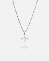 Iced Fleur-de-lis Pendant - White Gold