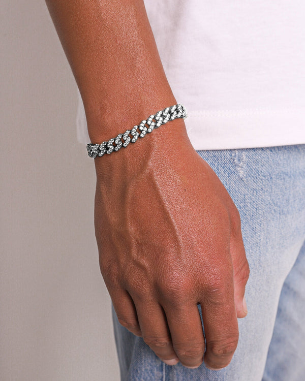 8MM ICED CUBAN Bracelet - White Gold