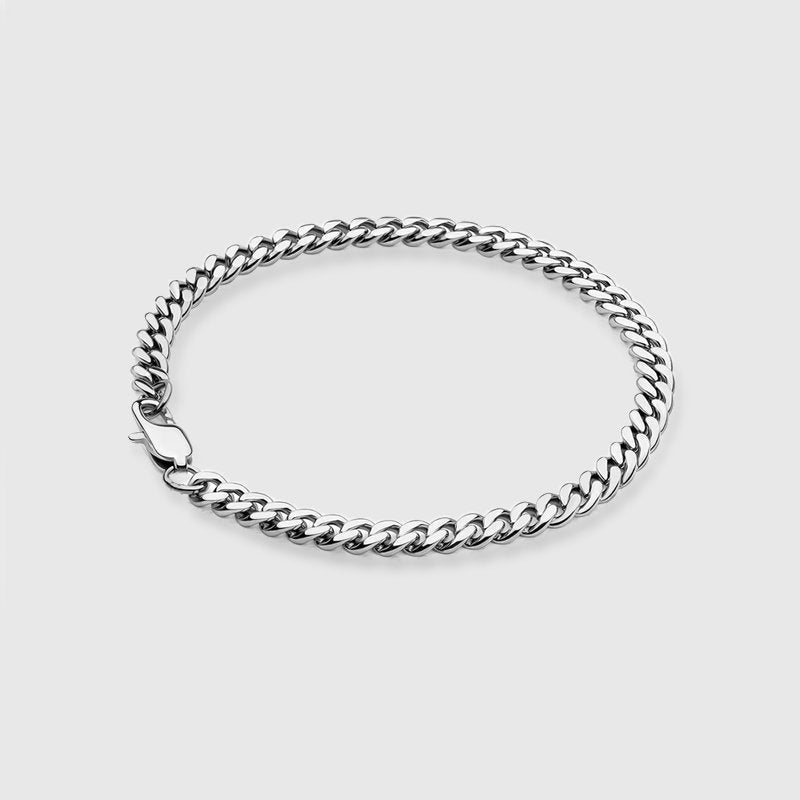 5MM CUBAN BRACELET - White Gold