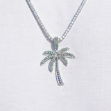 Palm Tree Pendant - White Gold