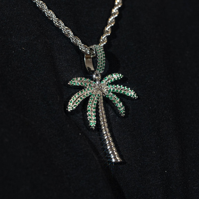 Palm Tree Pendant - White Gold