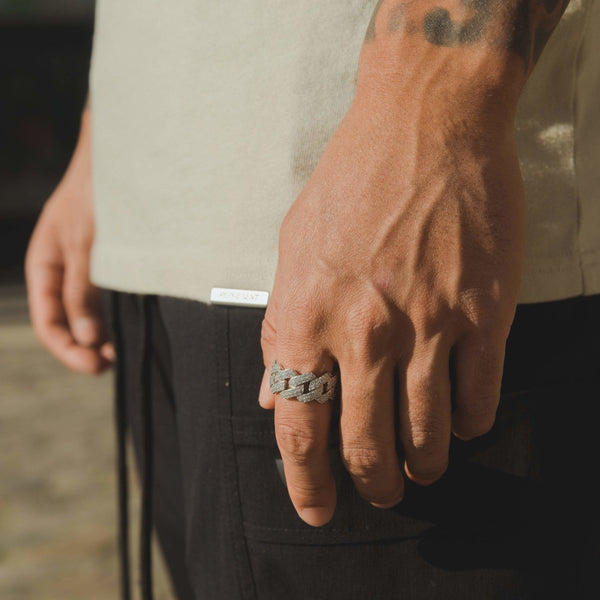 Prong Cuban Ring - White Gold