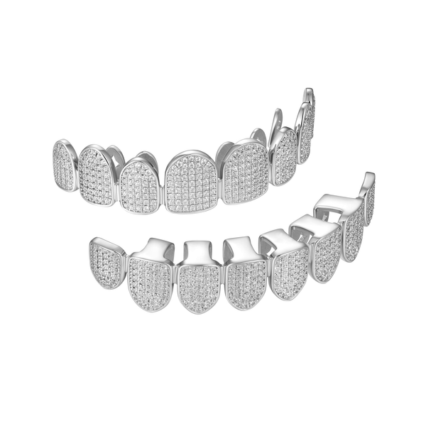 Iced Out Gold Grillz - White Gold