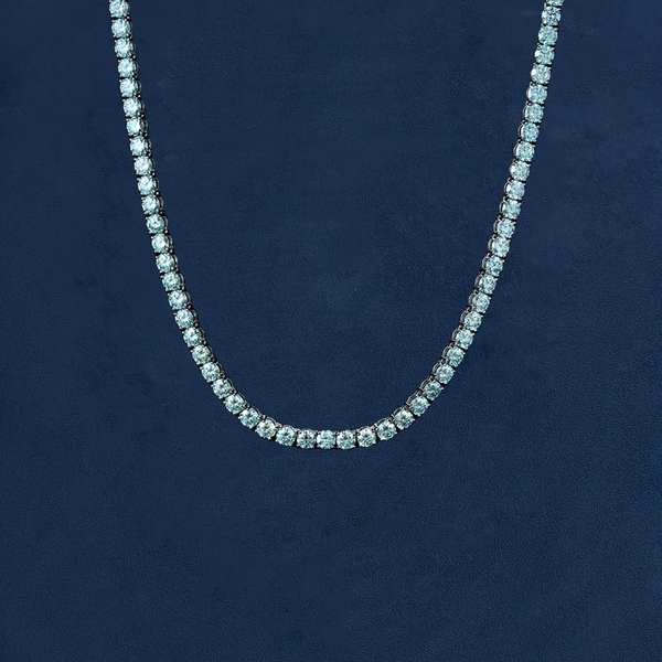 Blue Moissanite Tennis Chain - Gold Vermeil