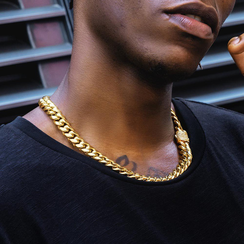 12mm Iced Miami Cuban Link - Gold