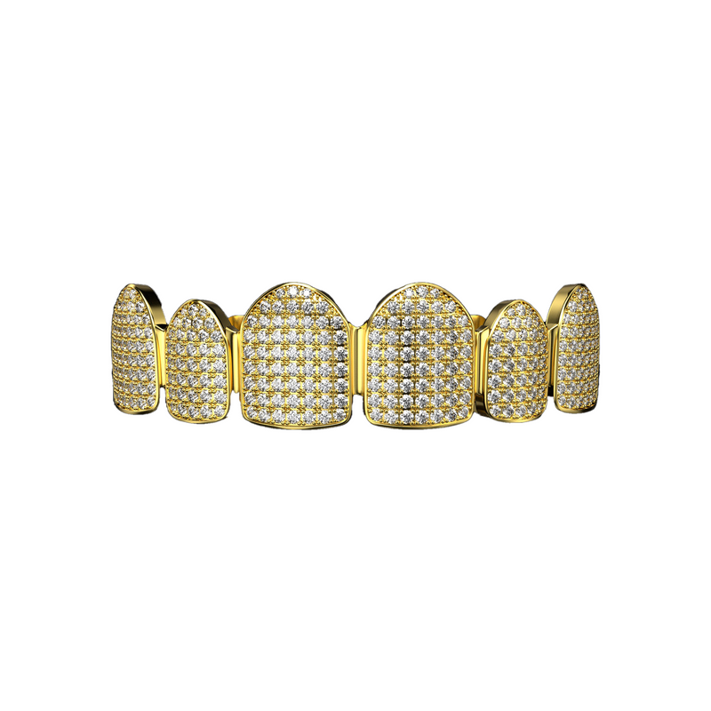 Six Teeth Iced Out Grillz - Gold